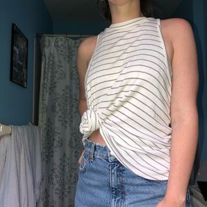 Honey Punch White and Black Striped Tank